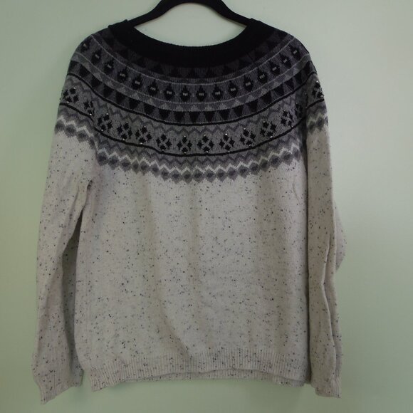 Vintage Christopher & Banks Fair Isle Embellished Sweater SZ M - Picture 1 of 9
